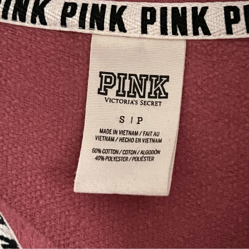 VS PINK Small Quarter Zip Mock Neck Pullover Mauve/Grey - Picture 2 of 6